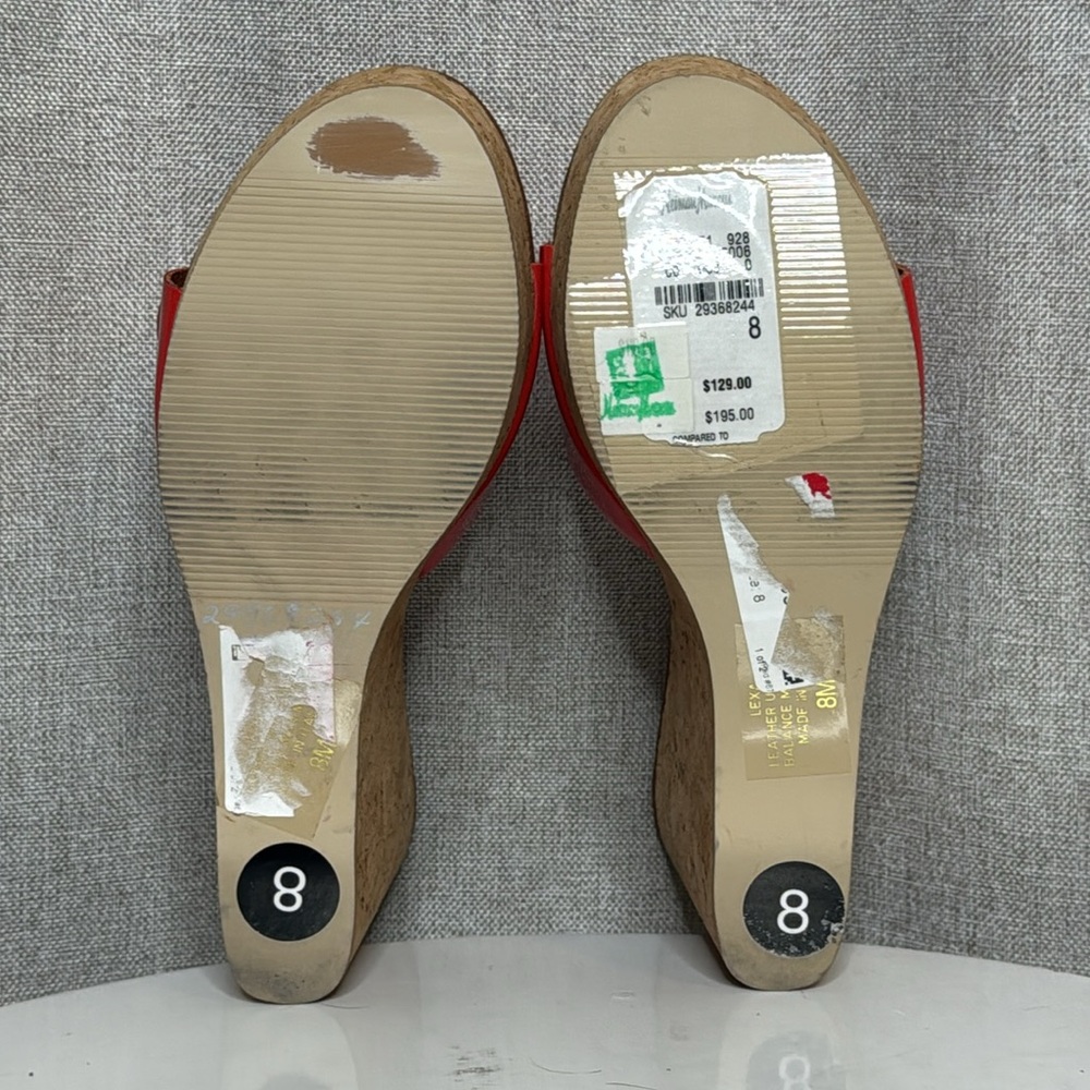 ANNE KLEIN LEXA RED PATENT CORK PLATFORM WEDGE SANDALS BUCKLE SLIDE **NWT** - Picture 12 of 14